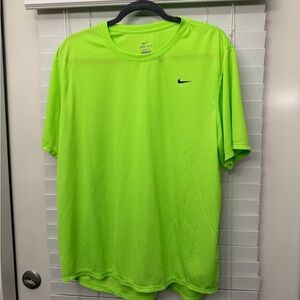 Nike Men's Neon Green Dri-FIT Shirt - XL